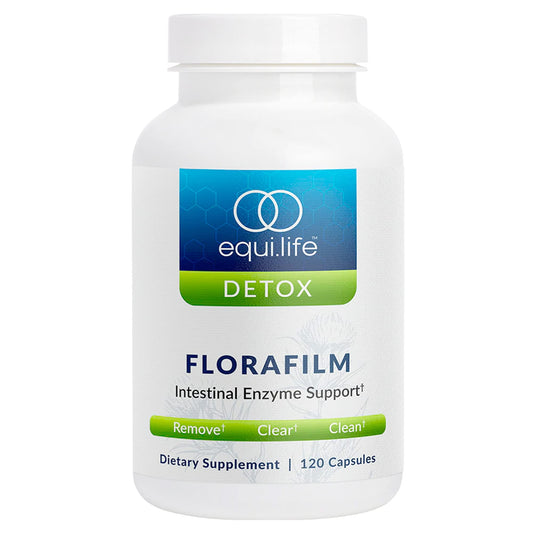 Equilife Florafilm bottle packaging highlighting gut support and clean-label ingredients