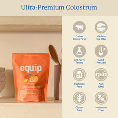 Equip Foods Core Bovine Colostrum Gummies serving-reveal with 30 servings per bottle