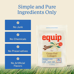 Equip Collagen ingredients label closeup shows clean formula.