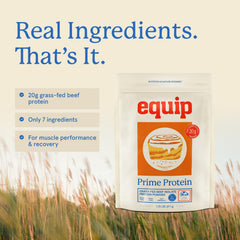 Equip Prime Protein Packaging Label: third-party tested quality you can trust.