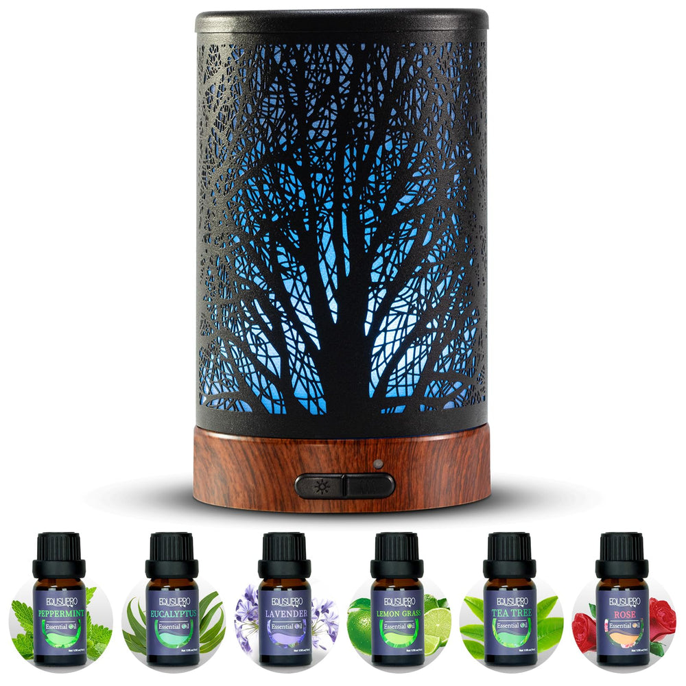 EQUSUPRO oil diffuser 150ml with color-changing night light for relaxing ambiance.