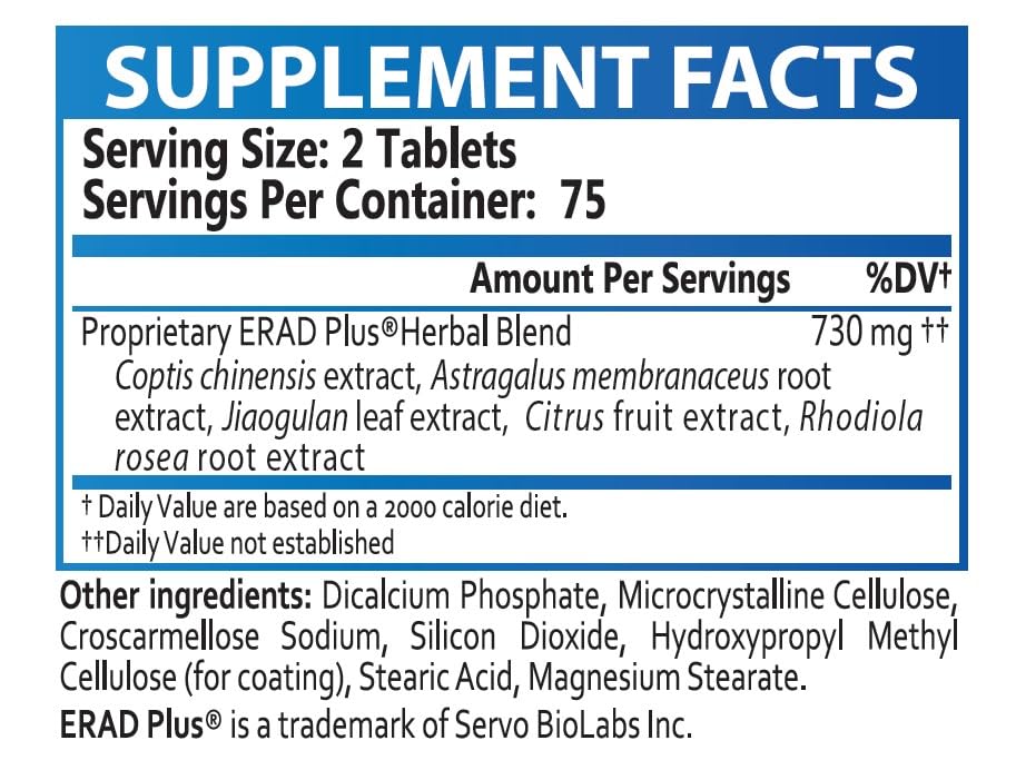 ERAD Plus Pre-D label view with natural herbal ingredients