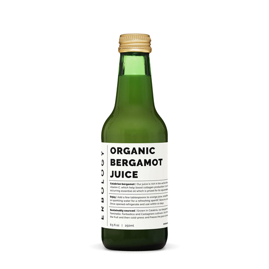 Erbology bergamot juice bottle front showing undiluted purity for refreshing sips