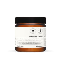 Amber glass jar of Erbology Shiitake powder signals sustainable packaging.