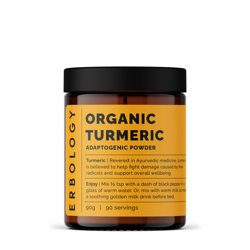 Erbology turmeric powder jar ready for everyday cooking and flavor enhancement