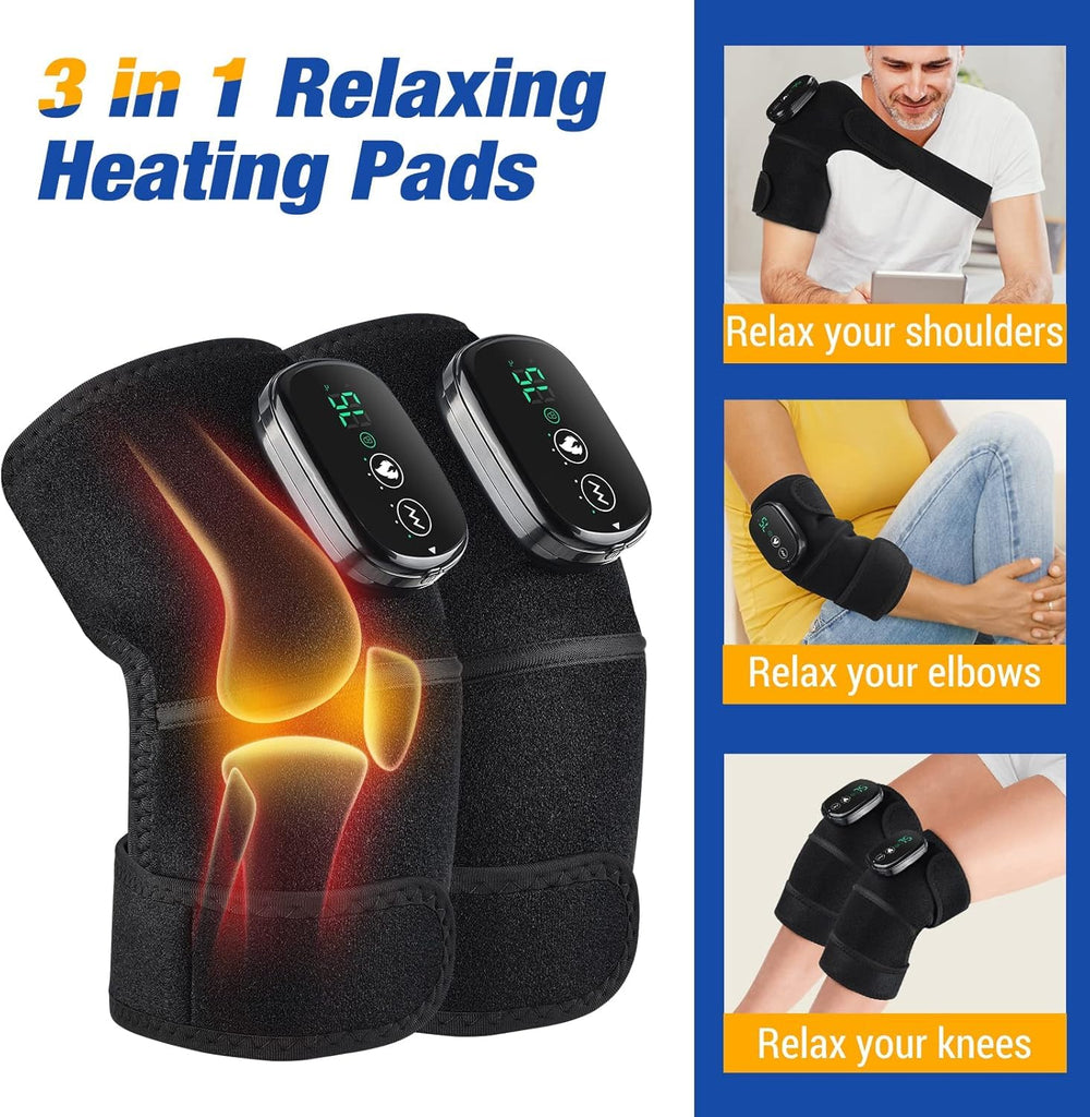 ERHIVORA knee massager offers heat levels for customizable comfort during daily activities.