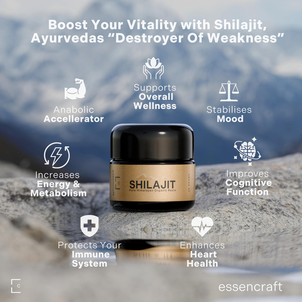 Essencraft Shilajit resin scoop-dispense shows convenient daily serving.