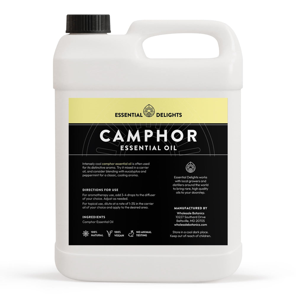 Essential Delights camphor oil used in massage-style blends