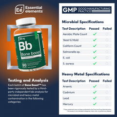 Essential Elements Bone Boost bottle back shows calcium absorption details