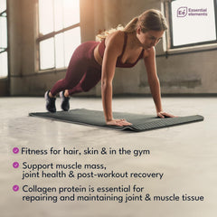 Essential Elements collagen powder ingredients graphic highlights 19 amino acids.