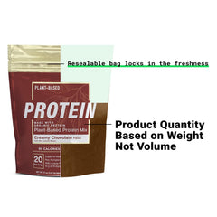 Essential Elements protein powder jar closeup highlighting clean, plant-based ingredients.