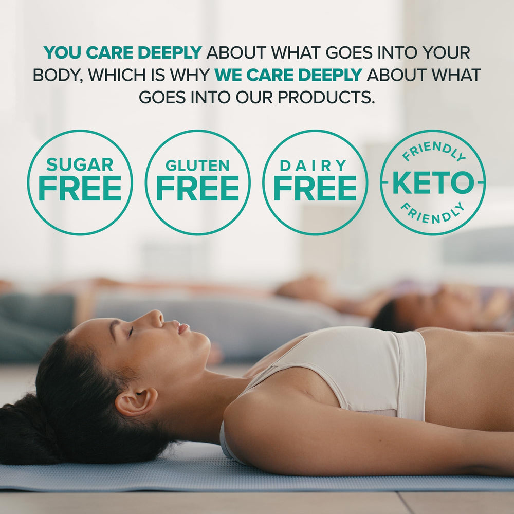 Essential Nutrition Collagen Resilience label closeup highlights sugar-free and gluten-free attributes.