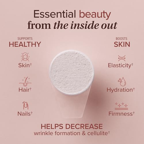 Essential Nutrition Collagen Skin glass with drink demonstrates tasty supplementation