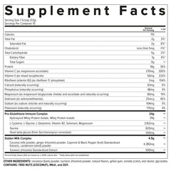 Essential Nutrition Immuno Whey serving on counter highlights 18 g protein