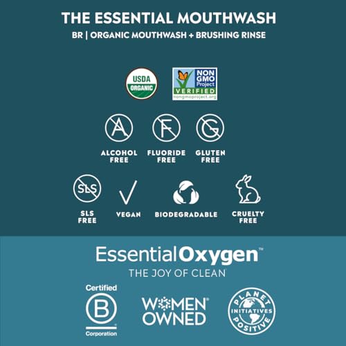 Essential Oxygen Brushing Rinse being poured for a morning mouth rinse.