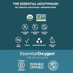 Essential Oxygen Brushing Rinse being poured for a morning mouth rinse.