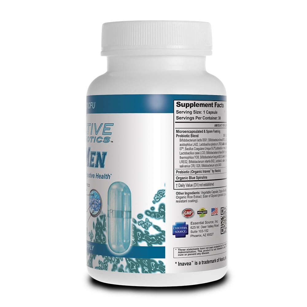 Essential Source TriActive Biotics for Men capsules ready for daily use with water.