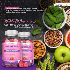Essentialife magnesium gummies calm energy, reduces stress and supports daily activity.