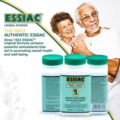 Essiac bottle side view emphasizing original formula heritage.