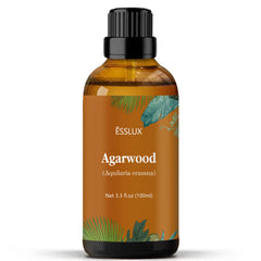 ESSLux agarwood oil bottle in amber glass preserves aroma for premium use.