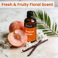 ESSLUX Tropical Vanilla amber glass bottle showcases premium fragrance and controlled scent release.