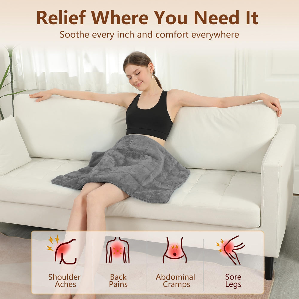 ESTINGO Weighted Heating Pad auto shut-off feature for safe sessions.