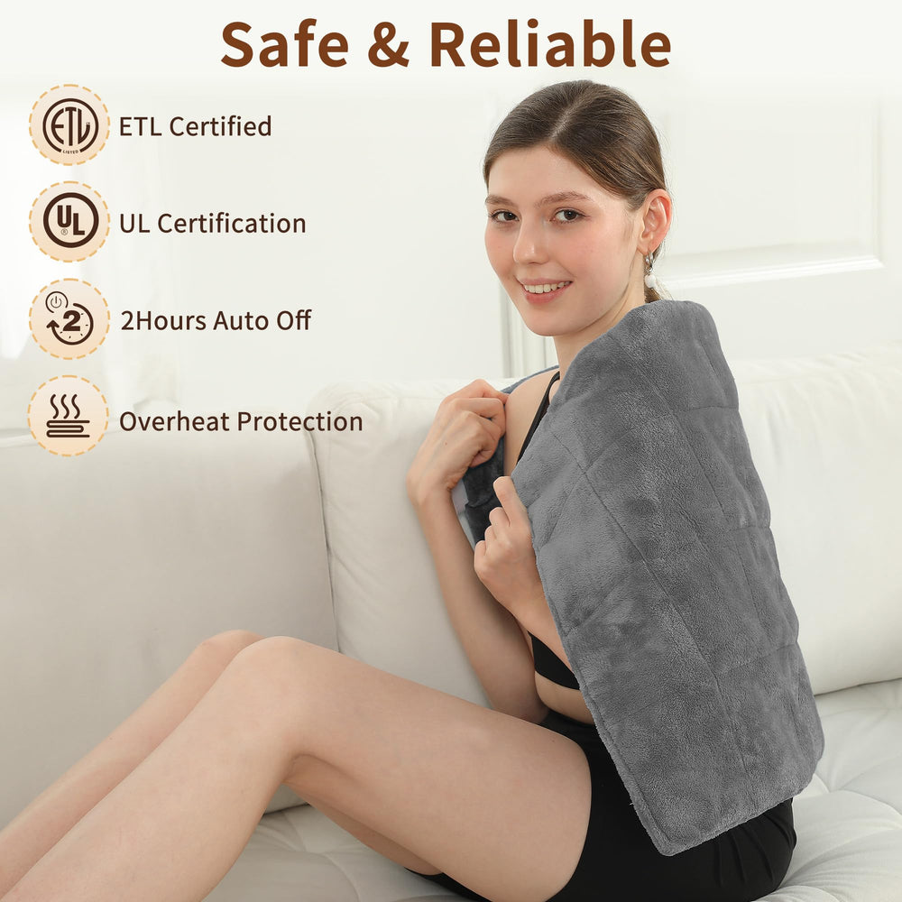 ESTINGO Heating Pad on couch setup for relaxing evenings.