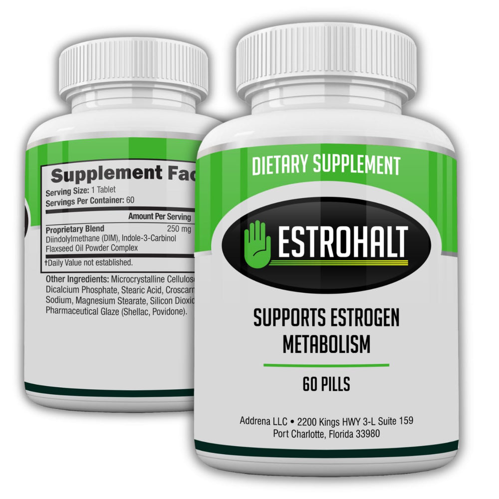 Estrohalt 4-pack packaging shown for convenient on-the-go supplementation.