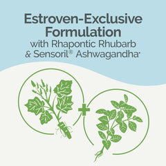 Ashwagandha-based stress relief cue beside Estroven Complete packaging.