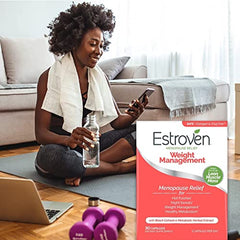 Estroven Weight Management front packaging highlighting key benefits.