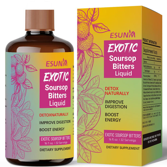 ESUNM Herbal Detox Soursop Bitters bottle for daily digestive support and natural vitality.