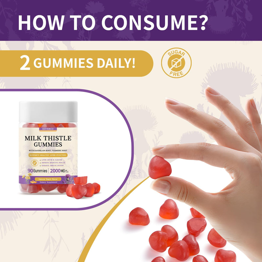 Esverco Gummies box-back panel detailing ingredients and key benefits.