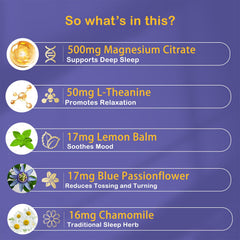 esverco Sleep Gummies packaging highlights 500 mg magnesium citrate per serving for relaxation.