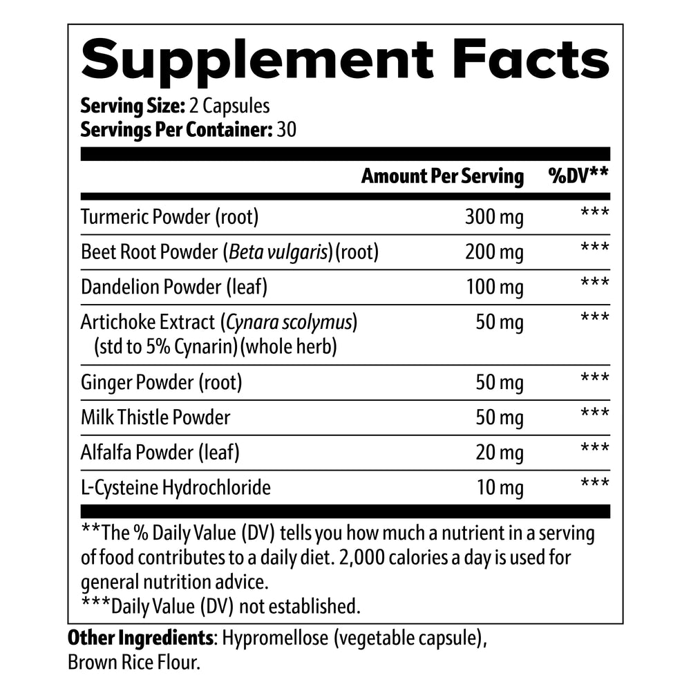 Eternal Springs Bio LiverLight Detox label closeup with gluten-free claim.