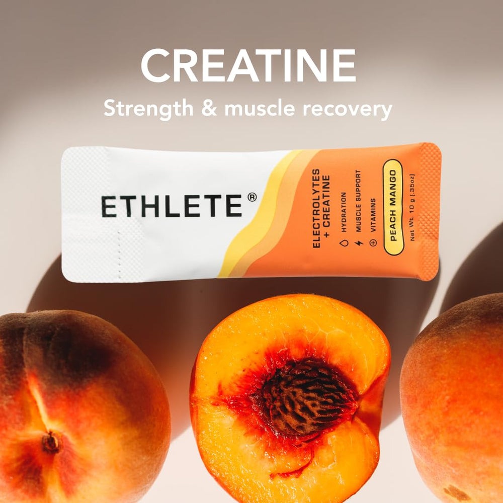 Ethlete packaging showcases three flavors with clean, sugar-free appeal.