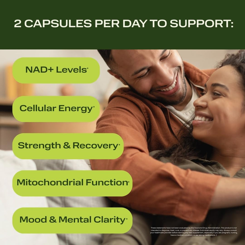 Ethlete NAD+ capsules closeup highlighting NR for sustained energy.
