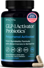 Etta Vita GLP-1 probiotic bottle emphasizes digestion balance and appetite control