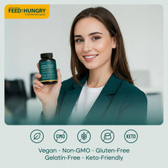 Label shows vegan, non-GMO and gluten-free certification for clean ingredients.