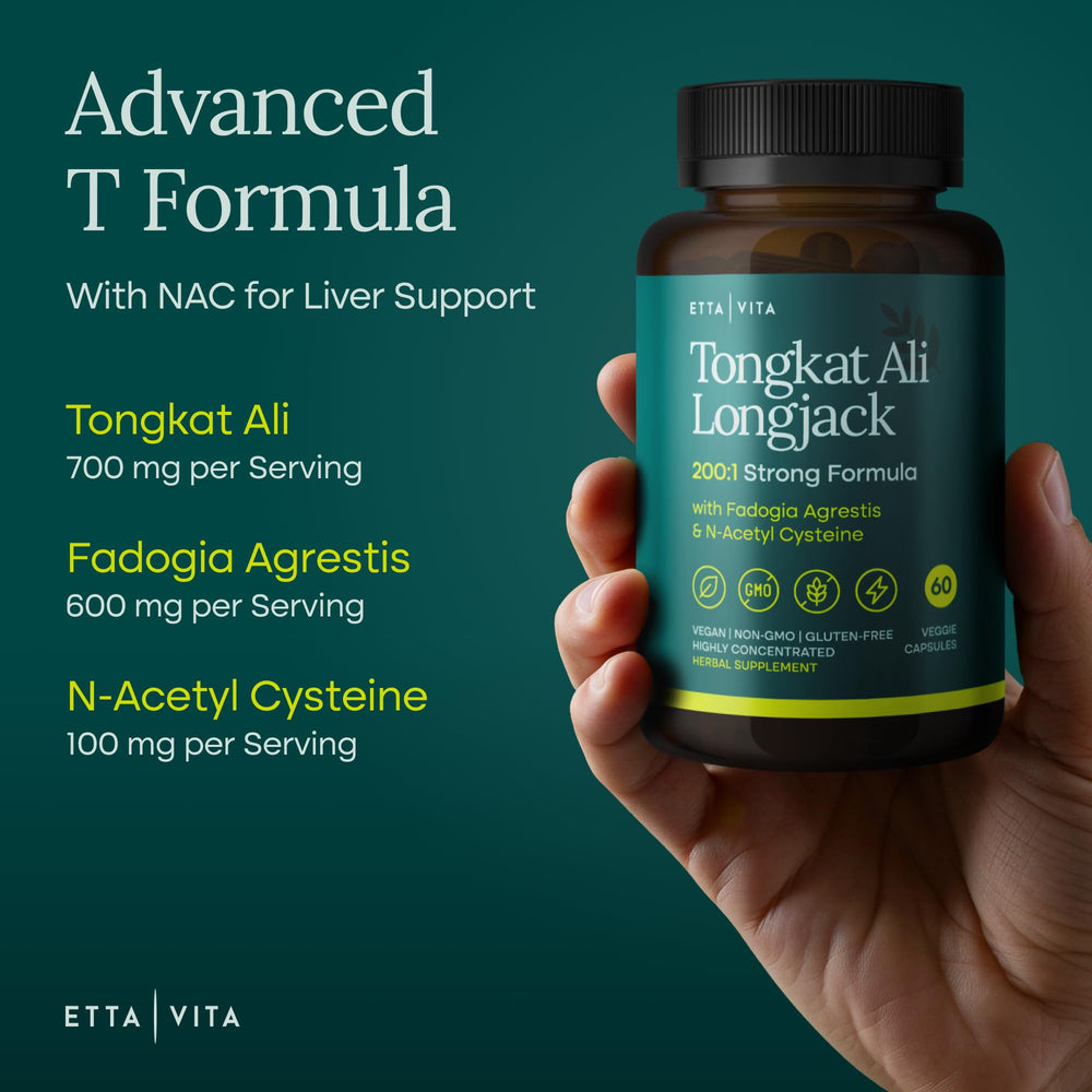 Etta Vita Tongkat Ali capsules designed for sustained energy and physical performance.