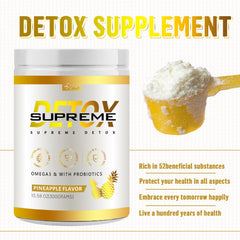 ETUIH Supreme Detox pineapple label detailing flavor and ingredients for informed use