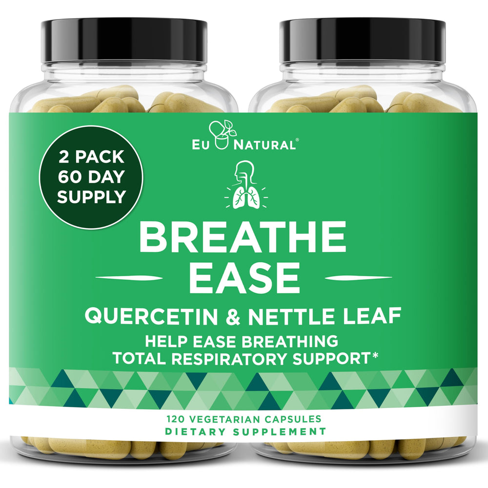 Eu Natural Breathe Inhaler Support bottle with easy-to-swallow capsules for daily nasal comfort