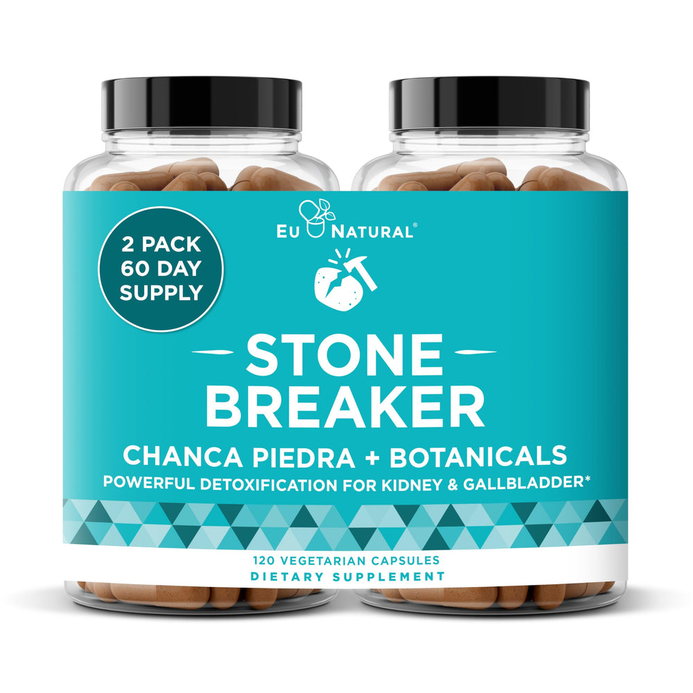 Eu Natural Chanca Piedra Stone Breaker bottle showing 3-in-1 kidney and urinary support
