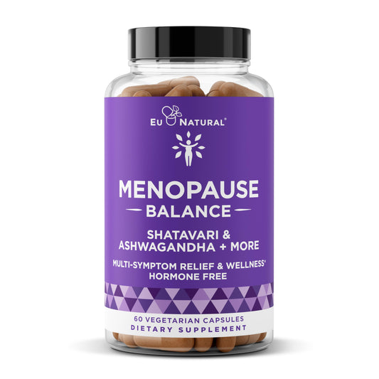Eu Natural Menopause Balance bottle front for easy daily support.