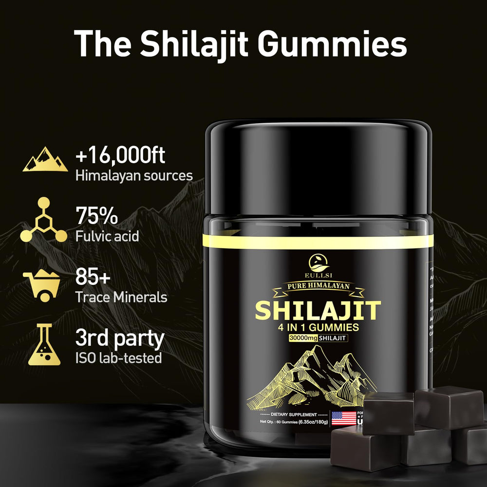 Dispensed Eullsi Shilajit gummies demonstrating convenient daily routine.