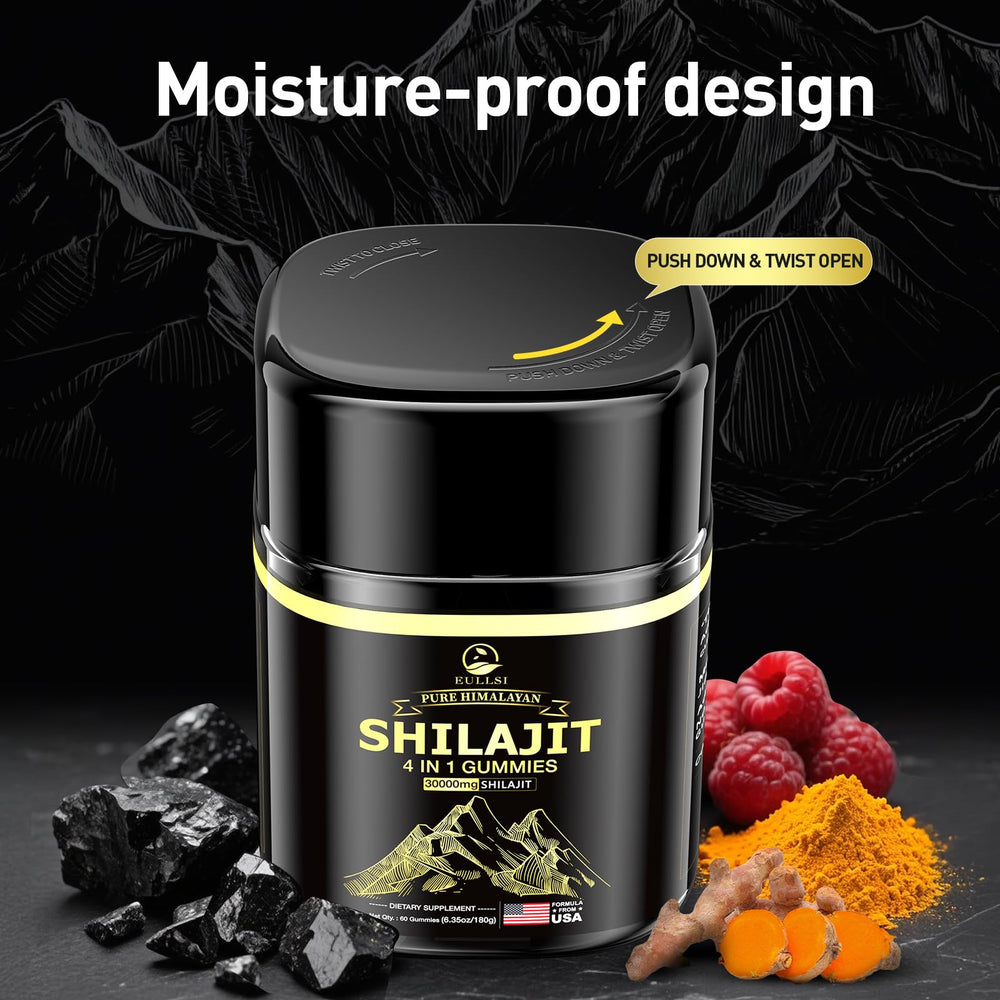 Eullsi Shilajit gummies in-use serving tray suggests easy daily integration.