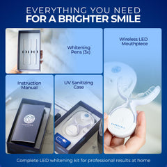 Progress visuals show whitening results with consistent use