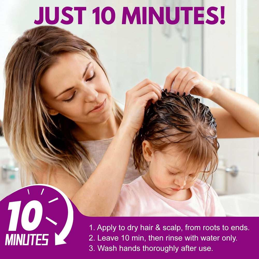 Family-friendly Euphea lotion used at home for lice care.