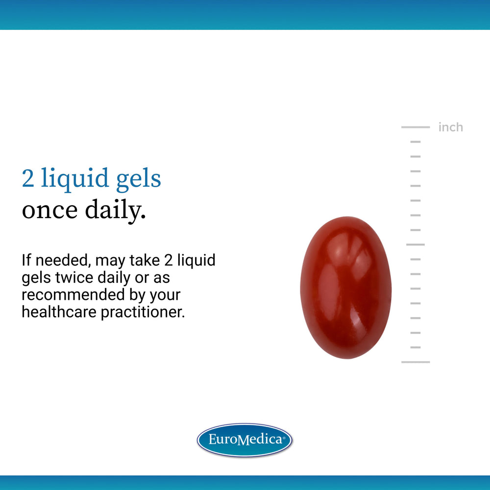 EuroMedica Acute Pain Relief bottle pour demonstrates convenient daily dosing.