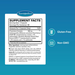 Close-up of Euromedica Ashwagandha Complex capsules for easy daily wellness.