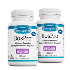 EuroMedica BosPro boswellia softgel bottle for daily lung support.